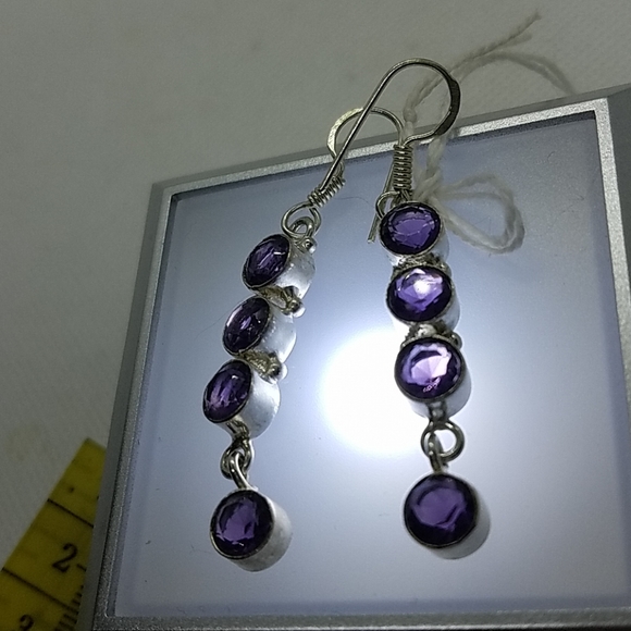 Nwot!! Amethyst sterling earrings handmade - Picture 3 of 6